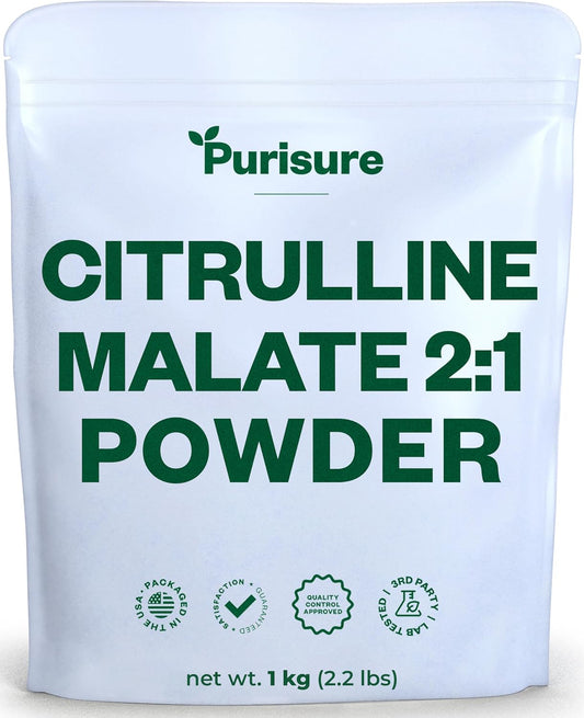 L Citrulline Malate 2:1 Powder, 1 kg, Supplement and Nitrate for Strength Performance and Energy, Pre-Workout L Arginine L Citrulline Supplement Powder, 334 Servings