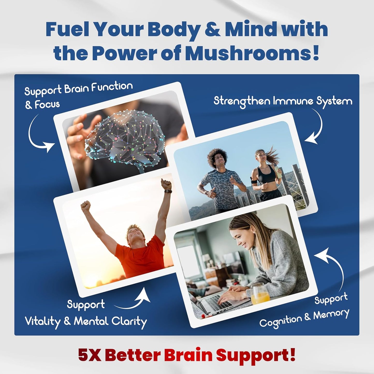 10 in 1 High Strength Mushroom Supplement - Lions Mane, Cordyceps, Reishi - Brain Supplements for Memory and Focus ** 5-Month Supply