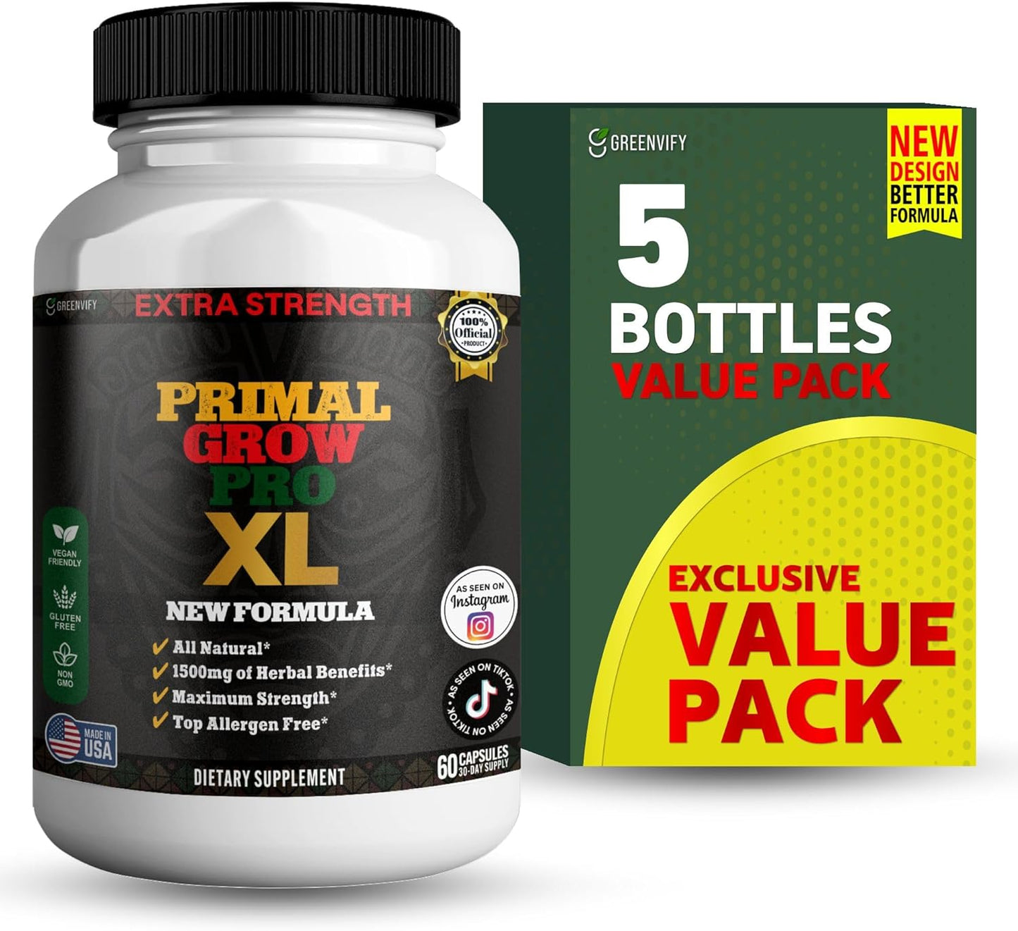 Primal Grow Pro Extra Strength Maca Root Complex, 1500mg, 60 Capsules, Vegan, Gluten Free, Non-GMO (5)