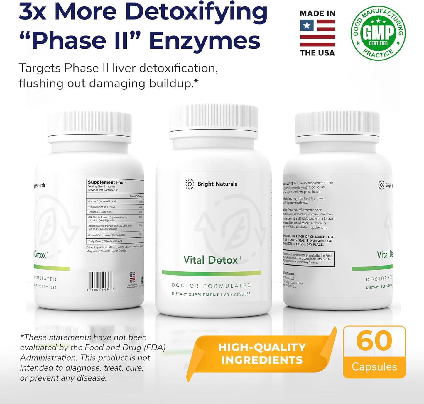 Vital Detox Liver Supplement - First Enzyme-Focused Liver Health Formula - Contains NAC with Milk Thistle, Sulforaphane, and More, 90 Servings