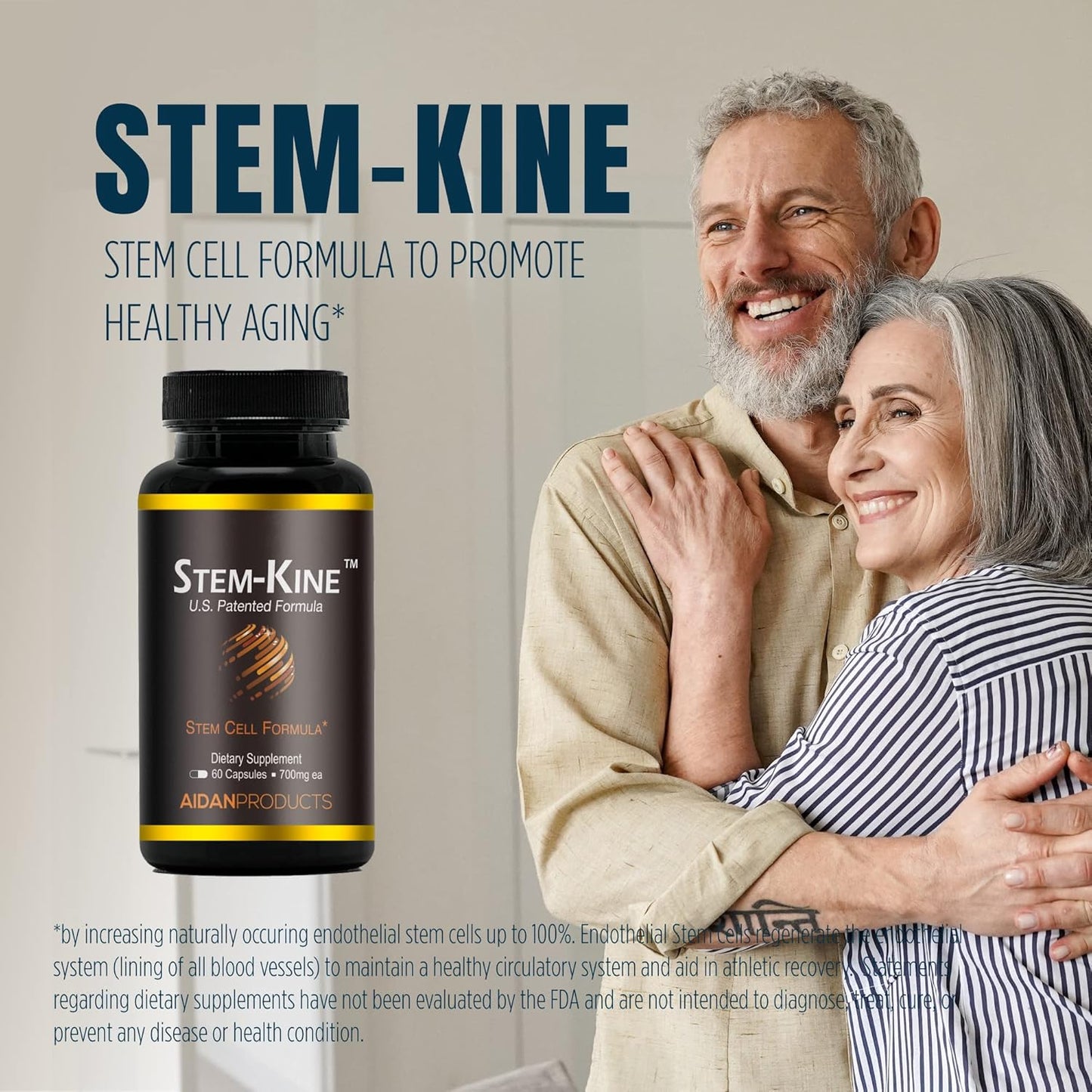 Stem-Kine Stem Cell Supplements, Clinically Proven to Increase Circulating Stem Cells, Promoting Aging Support, 60 Capsules