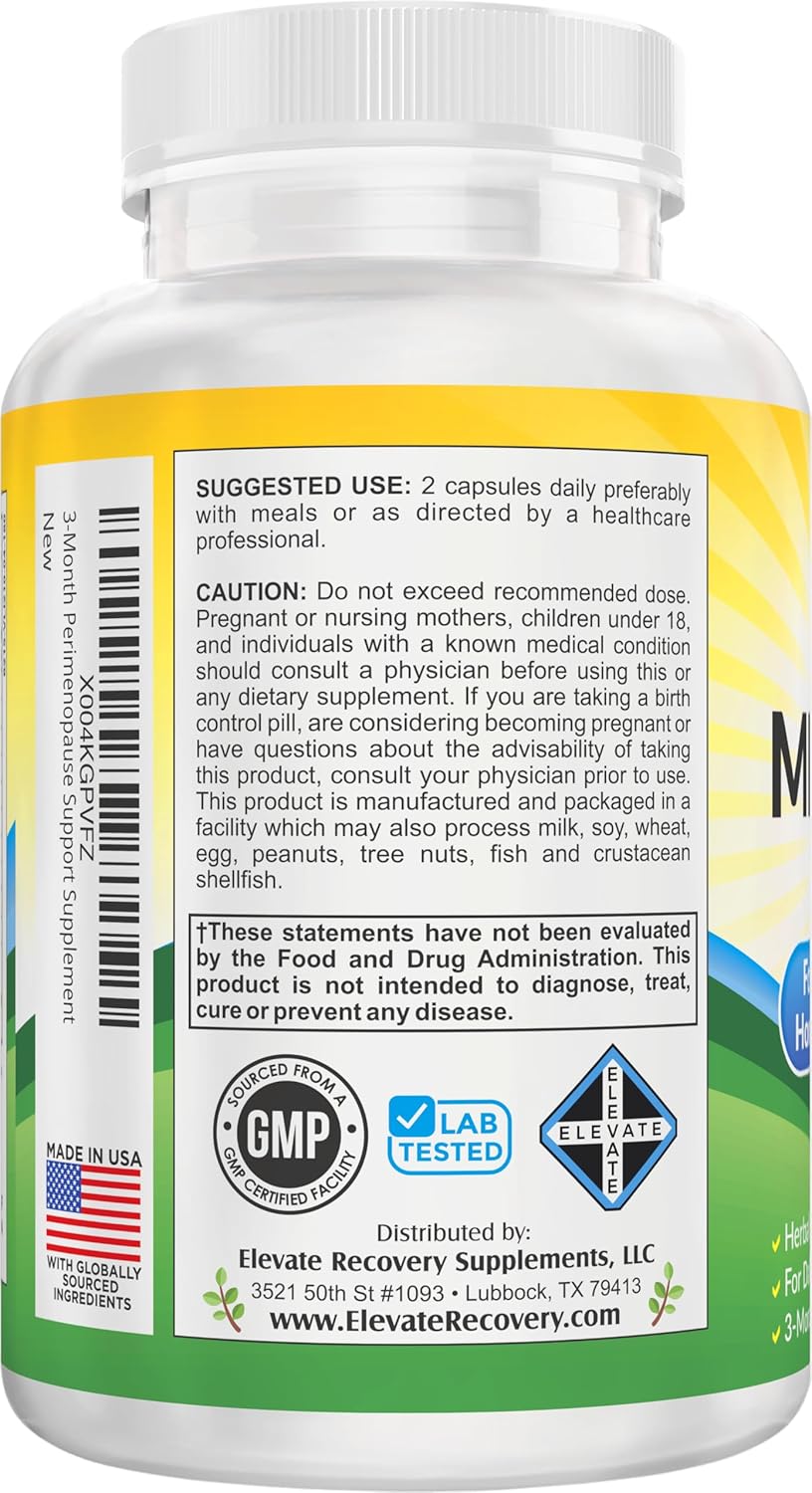3-Month PERI-Menopause Supplements (All-in-1) Women's Hormone Support for Women | Blend of 11 Herbs & Extracts | PeriMenopause Supplement | Female Hormonal Balance | 90-Day Supply | 180 Capsules