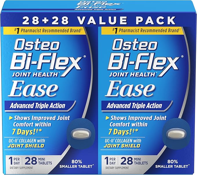 Osteo Bi-Flex Ease Advanced Triple Action with Vitamin D Joint Supplements, Mini-Tablets, 28 Count, Pack of 2