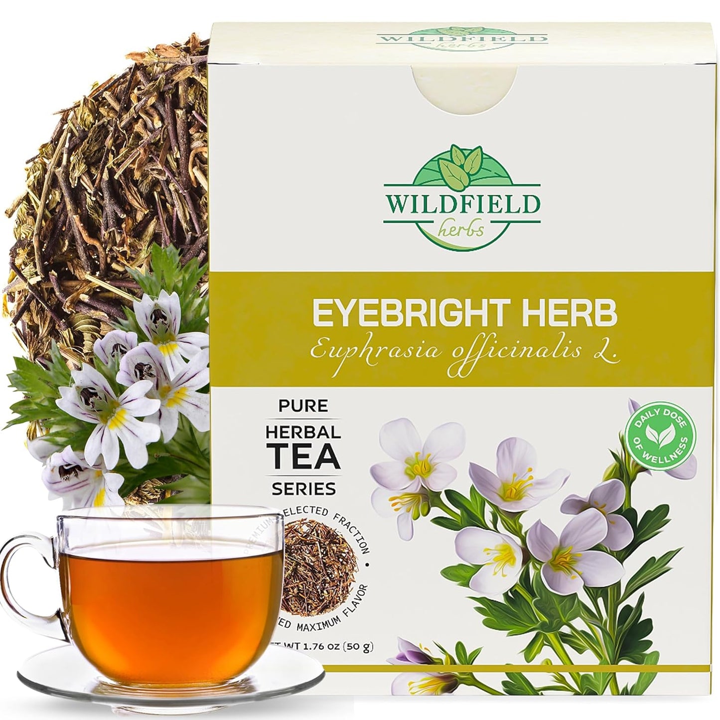 1.8 oz Eyebright Herb Tea Eyesight Tea (Euphrasia) -Tea Bags Eye Bright 50g