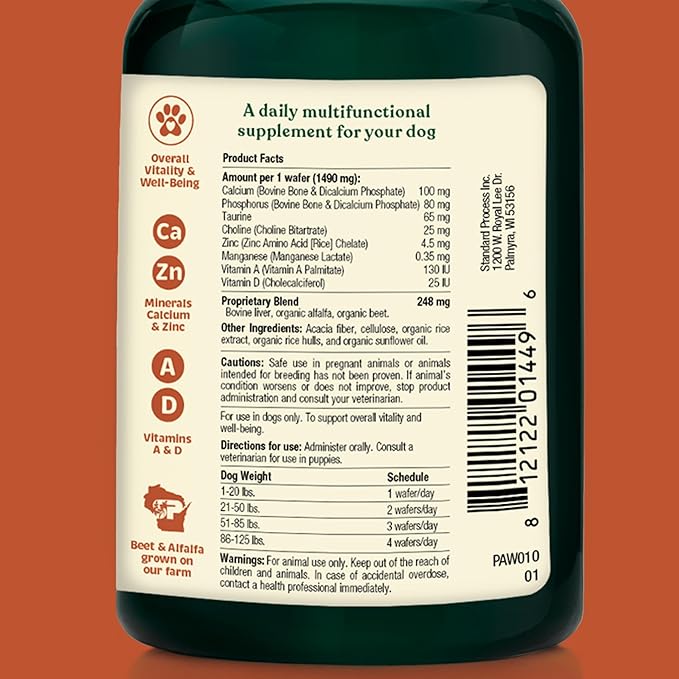 Spirited Paw Health + Vitality - Joint Health & Immune System Support - Healthy Heart & Coat Support - Multivitamin Pet Wellness Supplement - Liver-Flavored Dog Chews - 90 Chewable Wafers