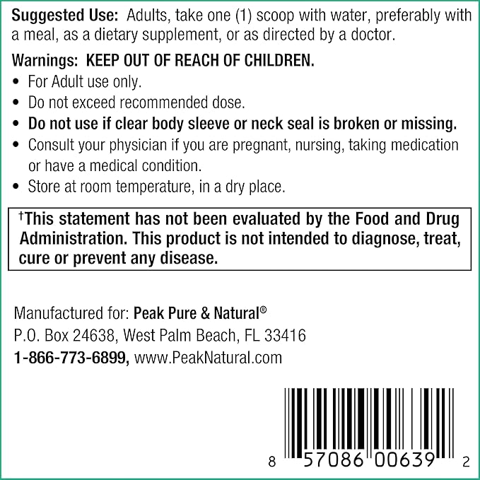 Peak Urinary Tract Supplement Powder - Cranberry and D-Mannose Powder with Juniper Berries and Probiotics for Urinary Tract Health, Ph Balance, UTI Defense - Vegan, Gluten Free (30 Day Supply)