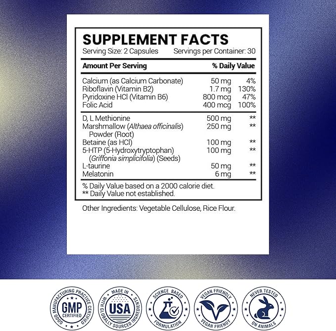 Research Verified Acid Reflux Relief - Soothe GI Problems - Melatonin, 5-HTP, Marshmallow Root - 180 Capsules - Vegan