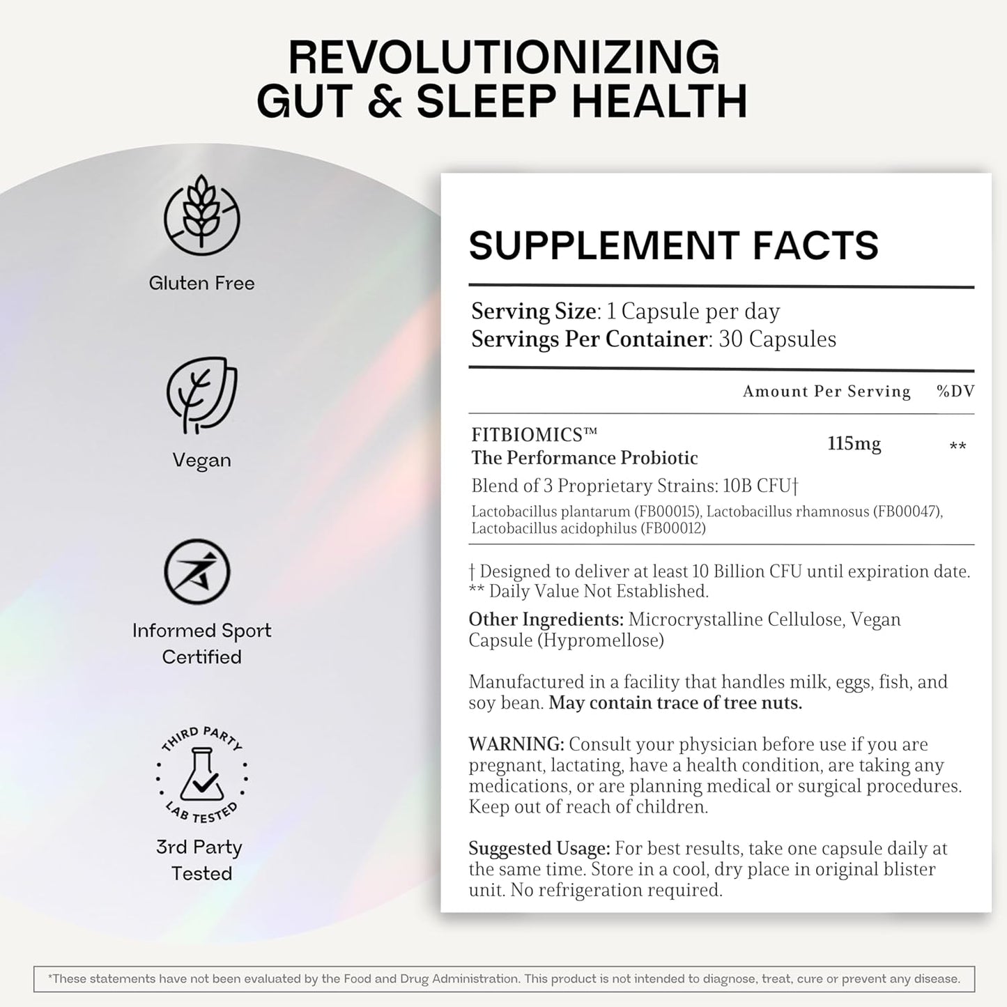 Nella Gut Health Supplements for Women & Men (30 Capsules), Energy Boosting Probiotics for Digestive Health, 3 Strains, Daily Probiotic Pills, Supports Workout & Recovery