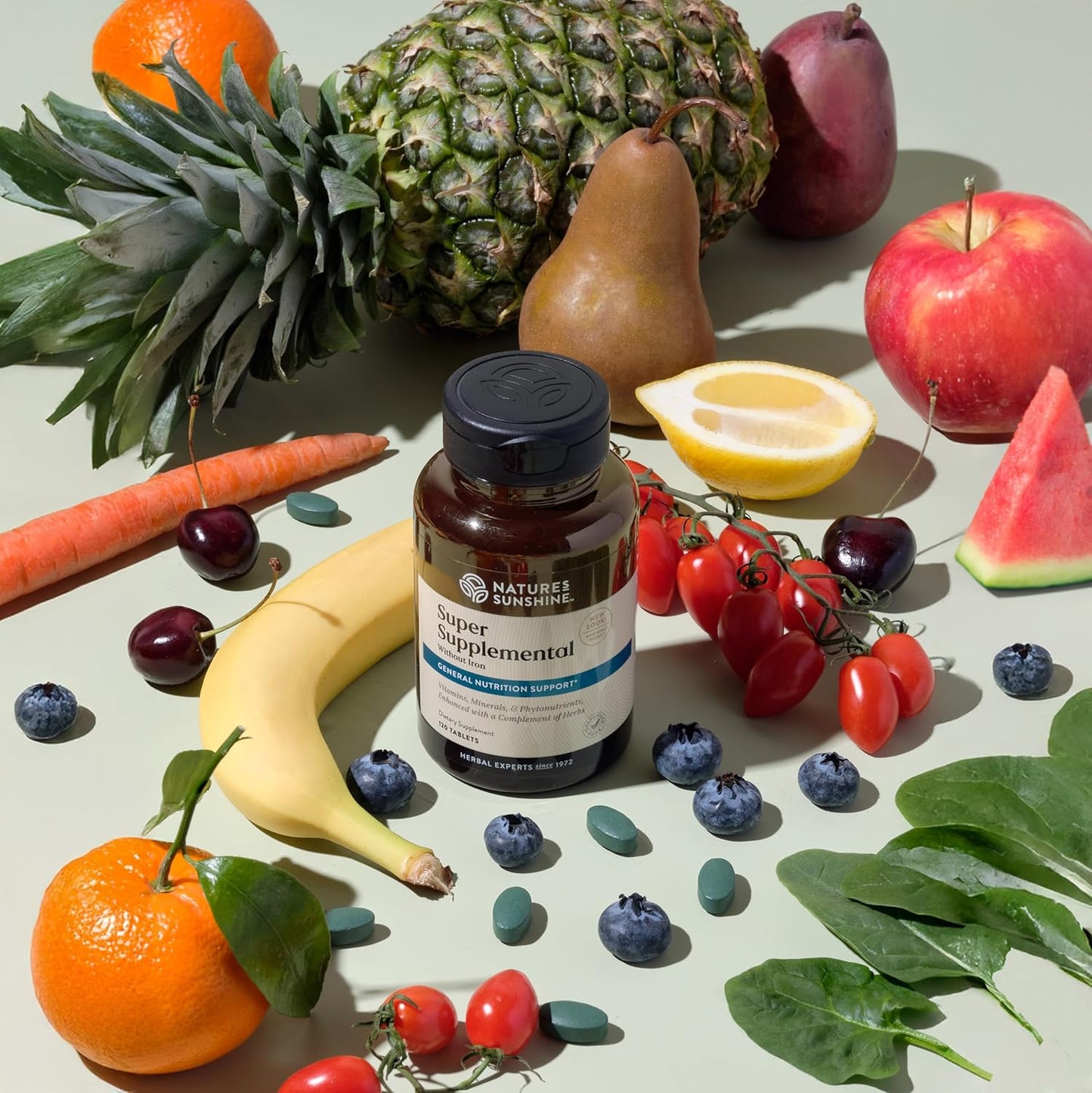 Nature's Sunshine Super Supplemental w/o Iron: Complete Multivitamin with Minerals, Antioxidants & More for Nutritional Gaps, Overall Health, Immune & Energy Support. 120 Tabs