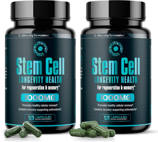 Premium Stem Cell Supplements 1,000mg (240 Caps) Boost Immunity, Reduce Joint Soreness, Support Natural Anti-Aging & Longevity with Spirulina & Chlorella for Vitality, Celulas Madre Health Formula
