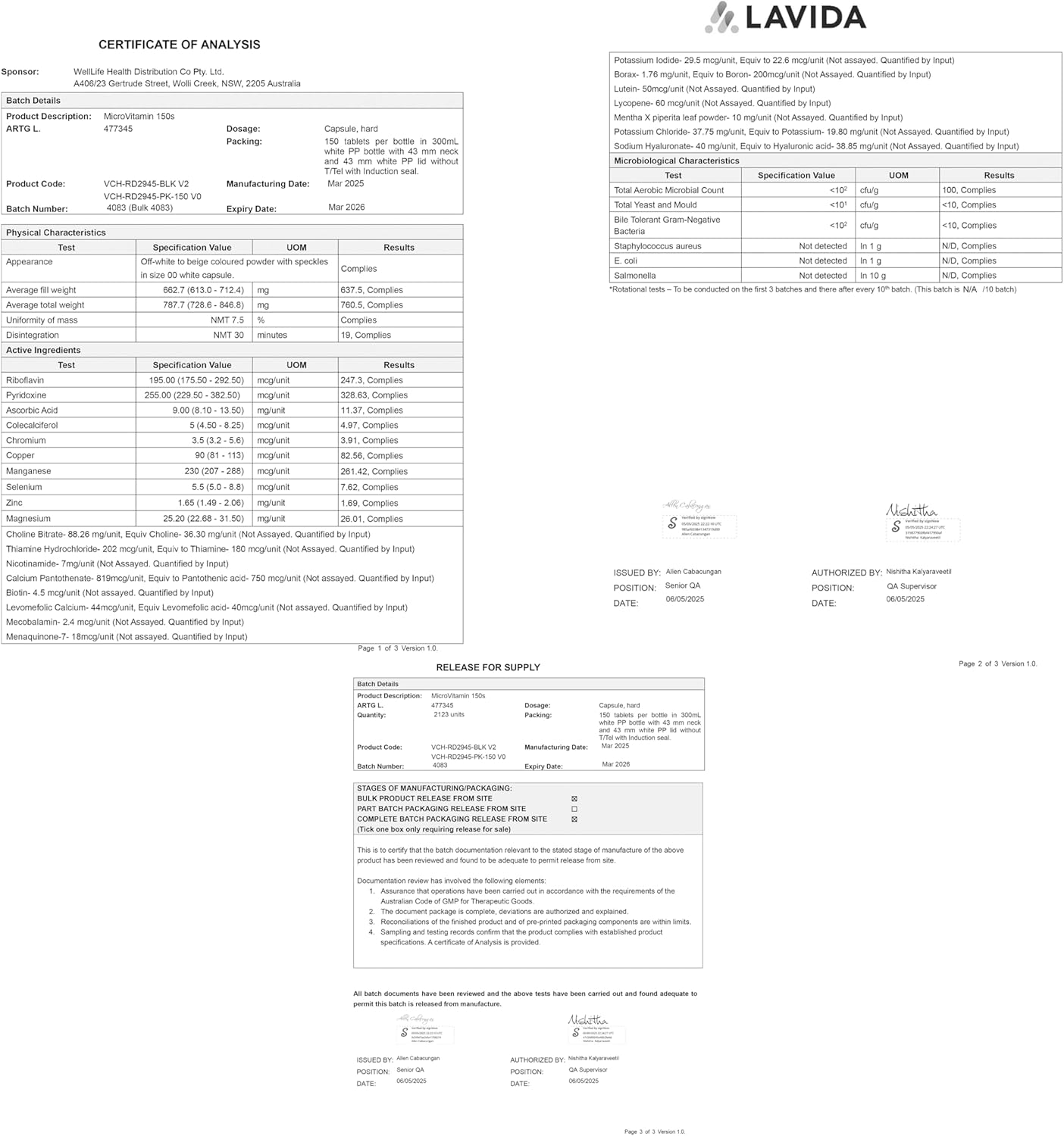 Daily Low Dose MultiVitamin & Mineral for Men & Women to Support Cognitive Performance & Memory + Hyaluronic Acid for Skin Health + TMG for Exercise (150 Count)