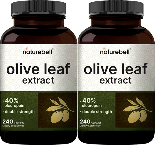 2 Pack Olive Leaf Extract 30000mg, 480 Total Capsules | 40% Active Oleuropein, 50:1 Herbal Equivalent – Rich in Polyphenol & Flavonoid Antioxidants for Immune & Heart Health – Non-GMO