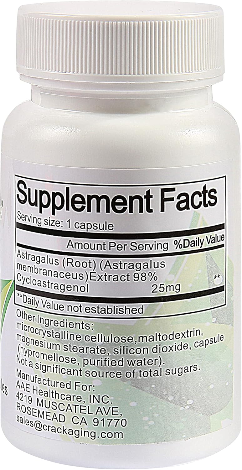 Crackaging Super-Absorption Cycloastragenol 98% 25mg 30caps Anti Aging DNA Cell Telomerase Strength Faction Longevity Classic Supplement