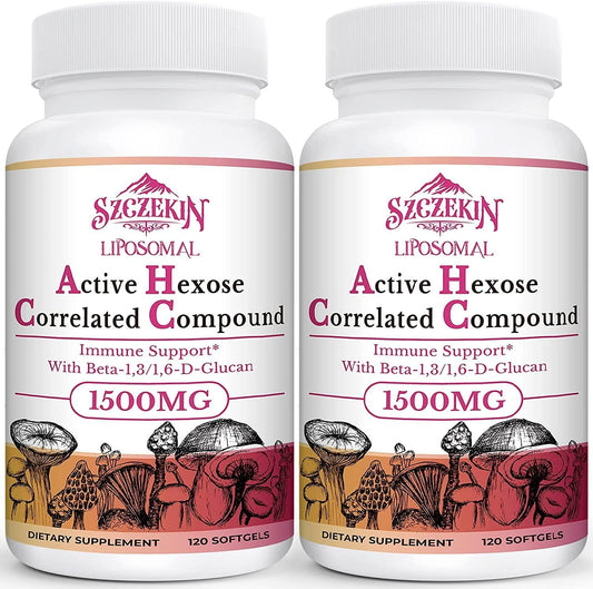 1500mg Liposomal Active Hexose Correlated Supplement,240 Soft Gels Beta-Glucans with Natural Mushroom Extract, Immune System, Liver Function, Maintain T-Cell & Killer Cell Activity