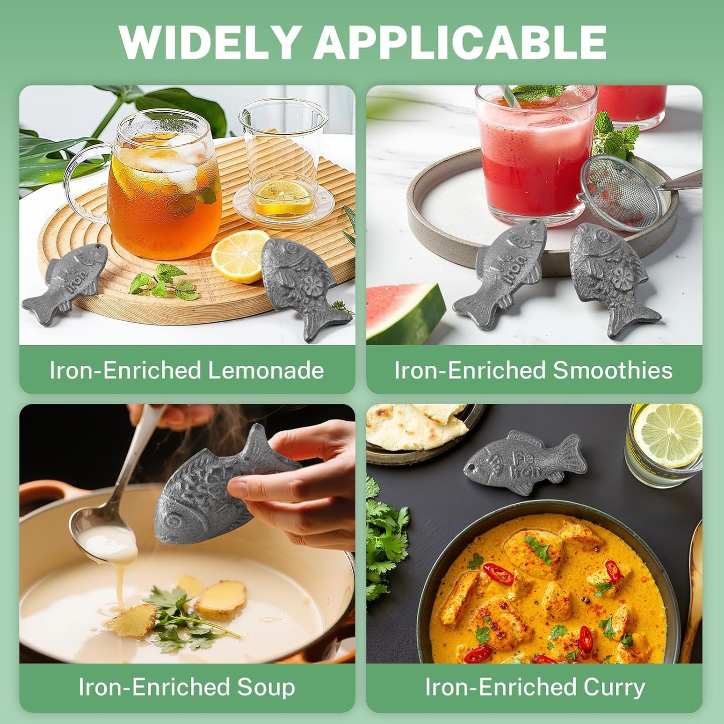 2 Pack Iron Fish, Natural Iron Supplement for Anemia & Vegans, Effective & Safe Cooking Tools Add to Food and Water, Reduces Risk of Iron Deficiency