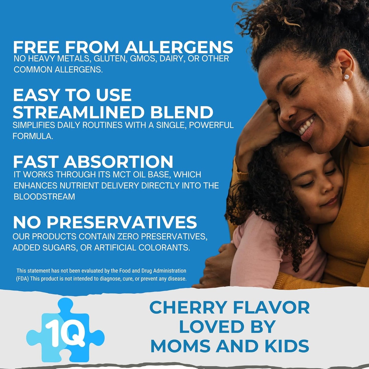 1Q Focus – Liquid Cognitive & Brain Support Drops for Kids | Acetyl L-Carnitine + B1, B6, B12 & Folate | Sugar-Free, Vegan, Non-GMO, Gluten-Free | Advanced Absorption | 2 fl oz 30 Servings