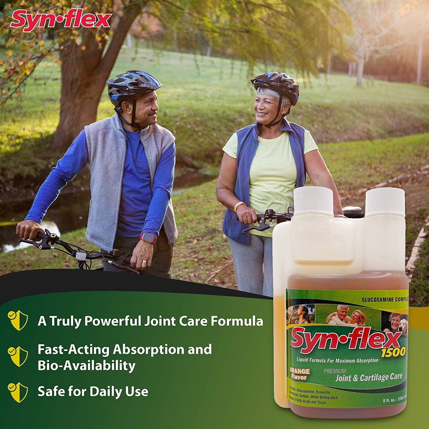 1500mg Liquid Glucosamine & Chondroitin - High Concentration Fast-Absorbing Formula Orange Flavor Helps Support Joint & Cartilage Health - with White Willow Bark, Manganese & Boswellin (32 Day Supply)