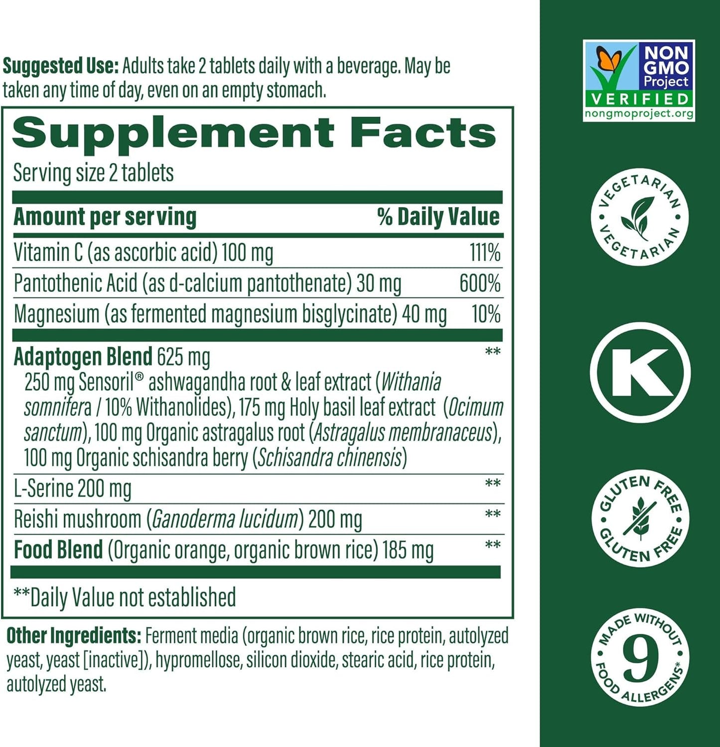 MegaFood Adrenal Strength - Adrenal Support Supplements with Ashwagandha, Vitamin C, Magnesium Glycinate, Holy Basil, Astragalus - Reduces Cortisol Levels - Vegetarian - 90 Tablets (45 Servings)