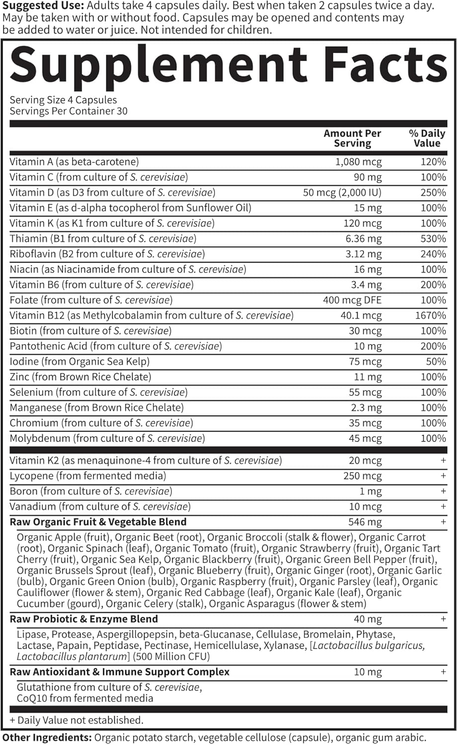 Garden of Life Multivitamin for Men - Vitamin Code 50 & Wiser Men's Raw Whole Food Vitamin Supplement with Probiotics, Vegetarian, 120 Capsules