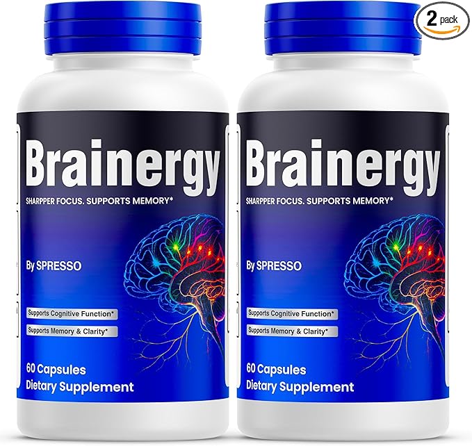(2 Pack) Brainergy Capsules, Official Brainergy Supplement Pills with Natural Ingredients, Advanced Formula for Brain Health Support with Maximum Strength, Clarity & Focus (120 Capsules)