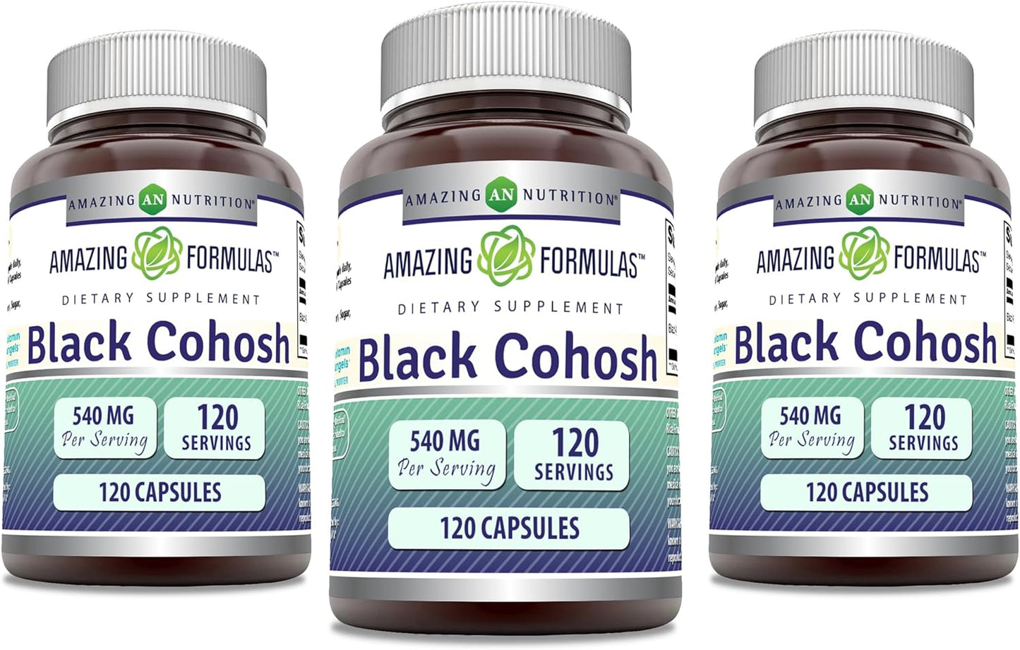 Amazing Formulas Black Cohosh 540mg 120 Capsule Supplement | Non-GMO | Gluten Free | Made in USA (3 Pack)