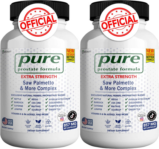 Pure Prostate Formula Saw Palmetto & More Complex 857 mg Prostate Supplements for Men Capsules, Health Supplements - Maximum Strength, All Natural to Support Normal & Healthy Function (2)