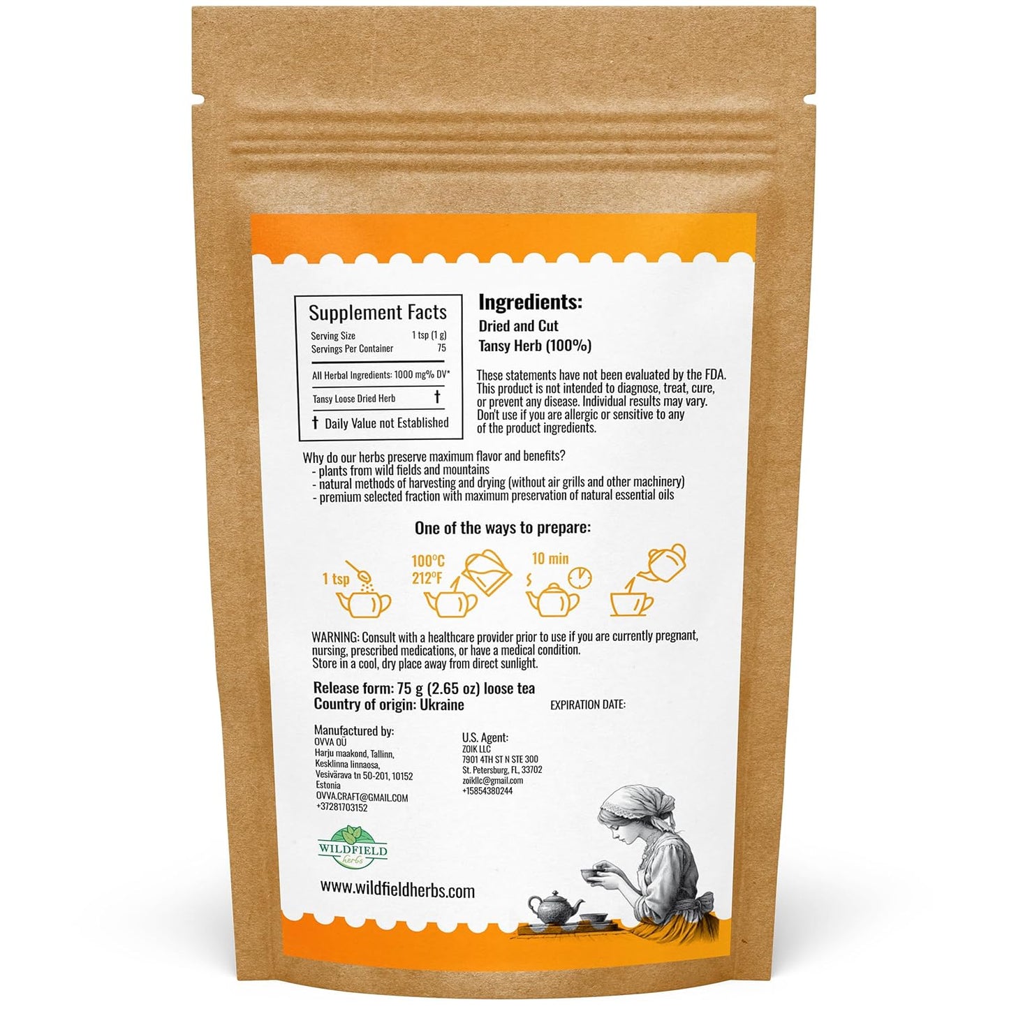 3 oz. Dried Tansy Flowers Herb Tea (Tanacetum Vulgare L.) Pishma Herbal Tea - 75g