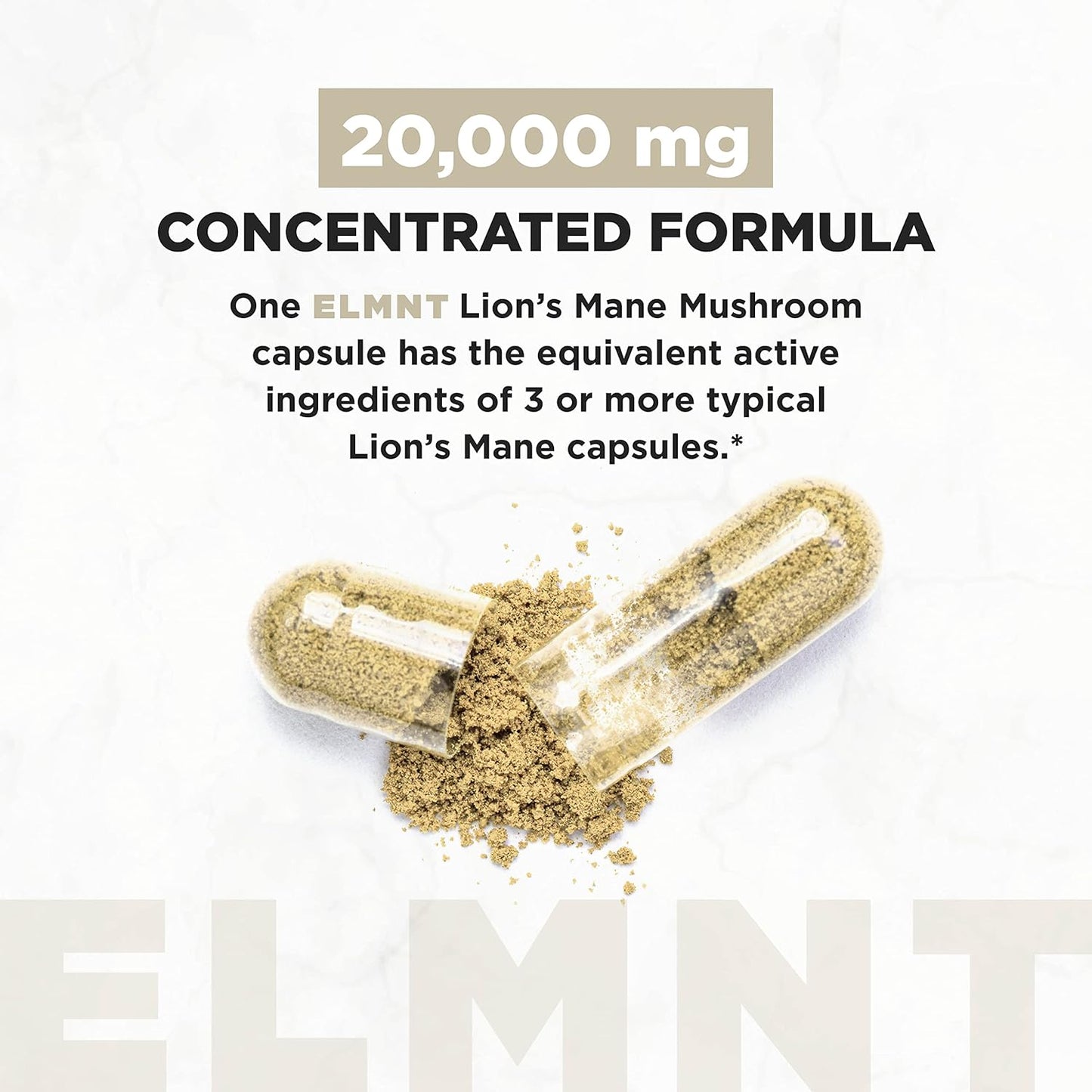 20,000mg 16x Strength Lions Mane Supplement Capsules Super Nootropic w. Ashwagandha & Rhodiola - Highest Potency Lion's Mane Mushroom Extract 50% Polysaccharides Brain Supplements for Memory and Focus