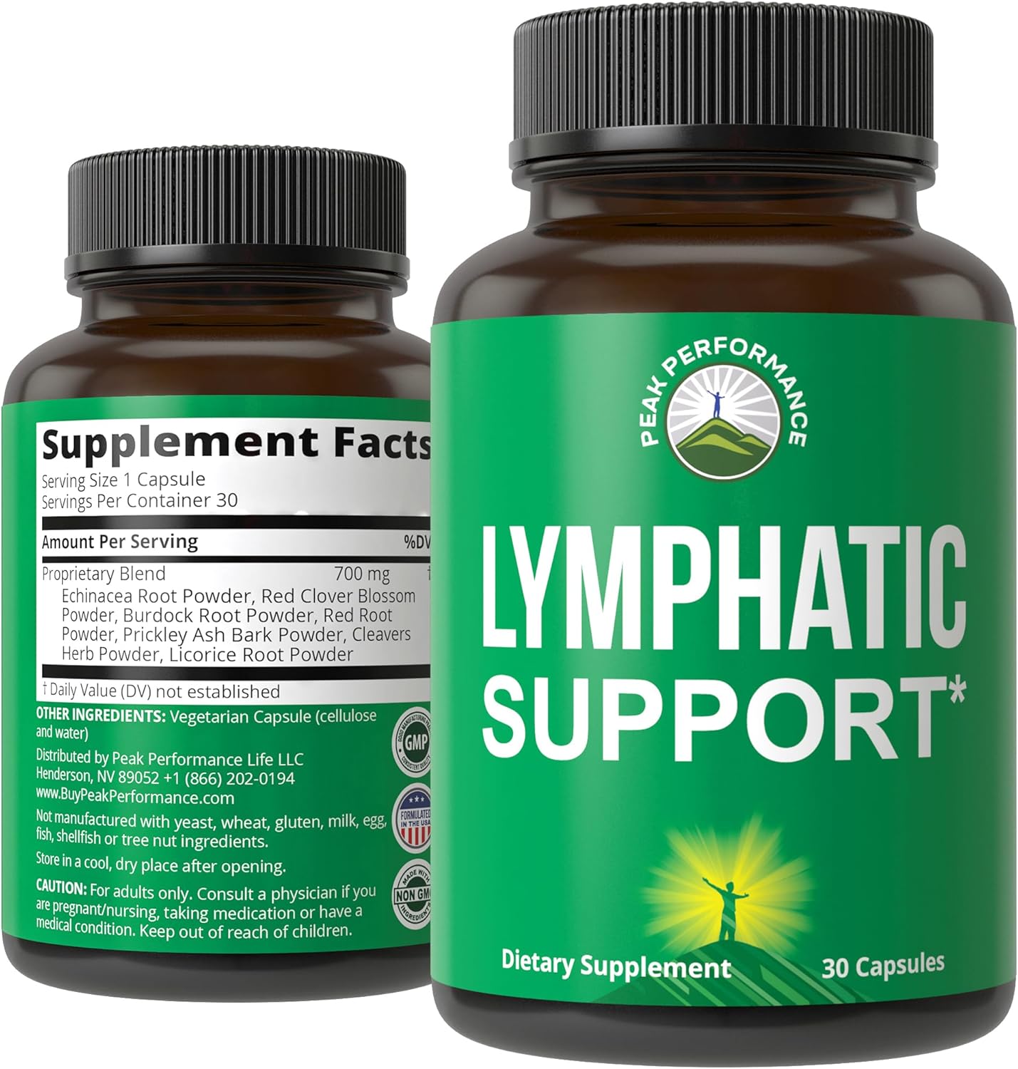 Lymphatic Drainage Supplement. 7-in-1 Lymph System Support Capsules to Detox & Cleanse. With Vegan Ingredients Echinacea Root, Red Clover Blossom, Burdock Root, Red Root, Licorice Root for Women, Men