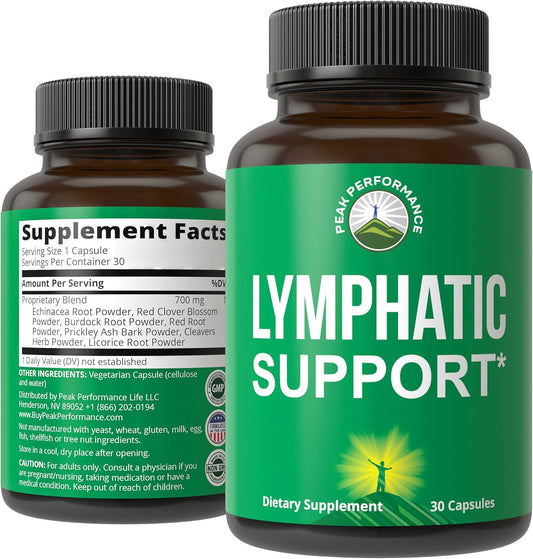 Lymphatic Drainage Supplement. 7-in-1 Lymph System Support Capsules to Detox & Cleanse. With Vegan Ingredients Echinacea Root, Red Clover Blossom, Burdock Root, Red Root, Licorice Root for Women, Men