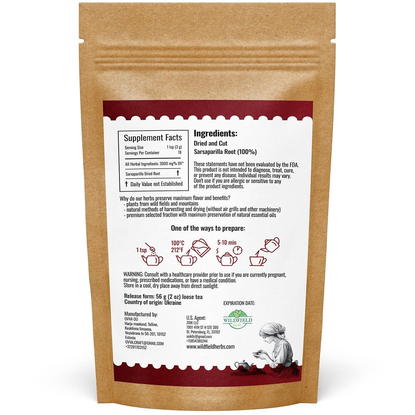 2 oz. Sarsaparilla Root Herbal Tea (Smilax Glabra) - 56g Sasperella Root Herb Raíz De Zarzaparella