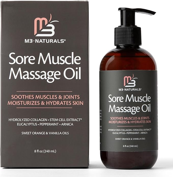 M3 Arnica Sore Muscle Massage Oil with Collagen, Stem Cells, and Menthol, Anti-Cellulite Therapy for Full Body, Fast-Absorbing Multipurpose Treatment