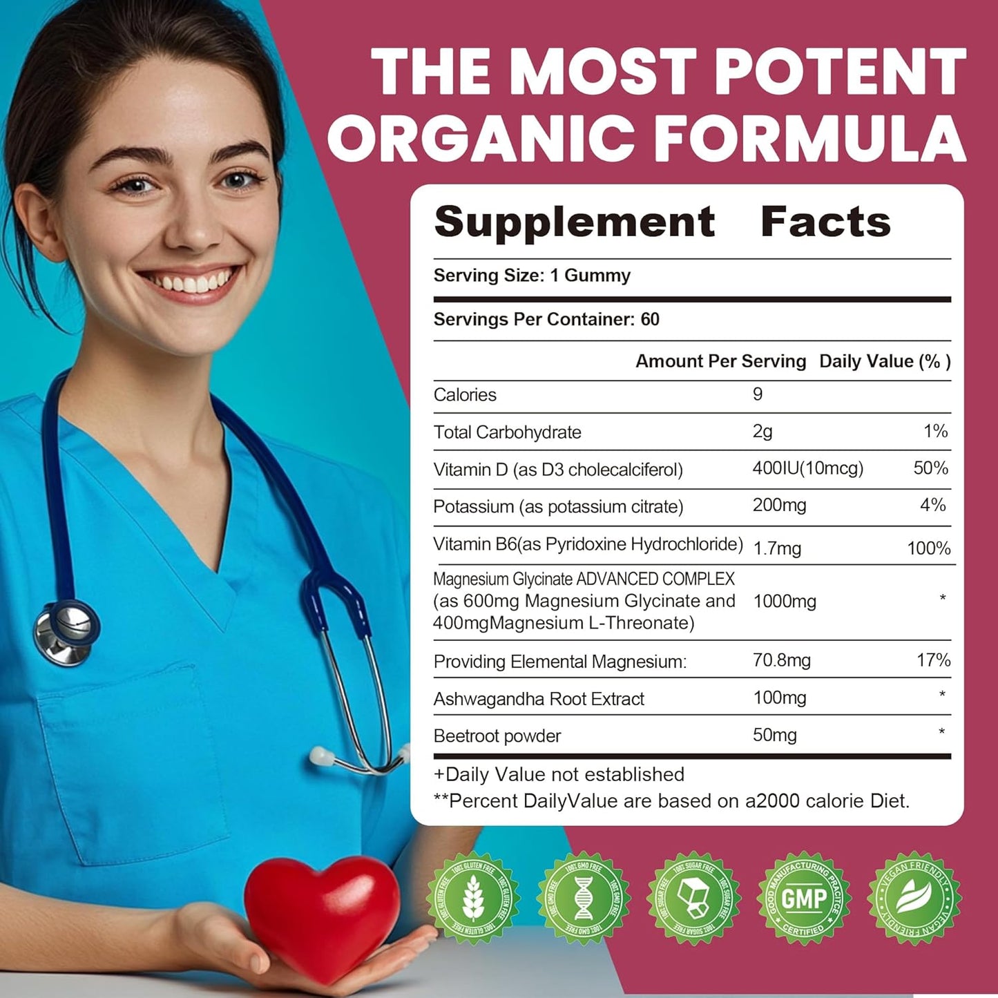 2 Pack Ashwagandha Gummies 1000mg & Vitamin D3 Gummies 120 Count Organic Root Extract Stress Relief Sleep Support(Non-GMO, Sugar Free & Gluten Free)