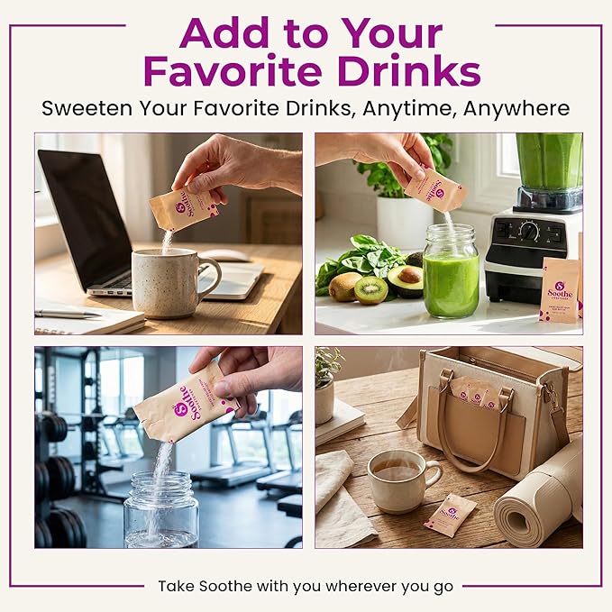 Sweet Relief Soothe Natural Antacids for Acid Reflux - Calcium Carbonate Heartburn Relief, Zero Calorie Sweetener, Beverage Enhancer (50 Count)