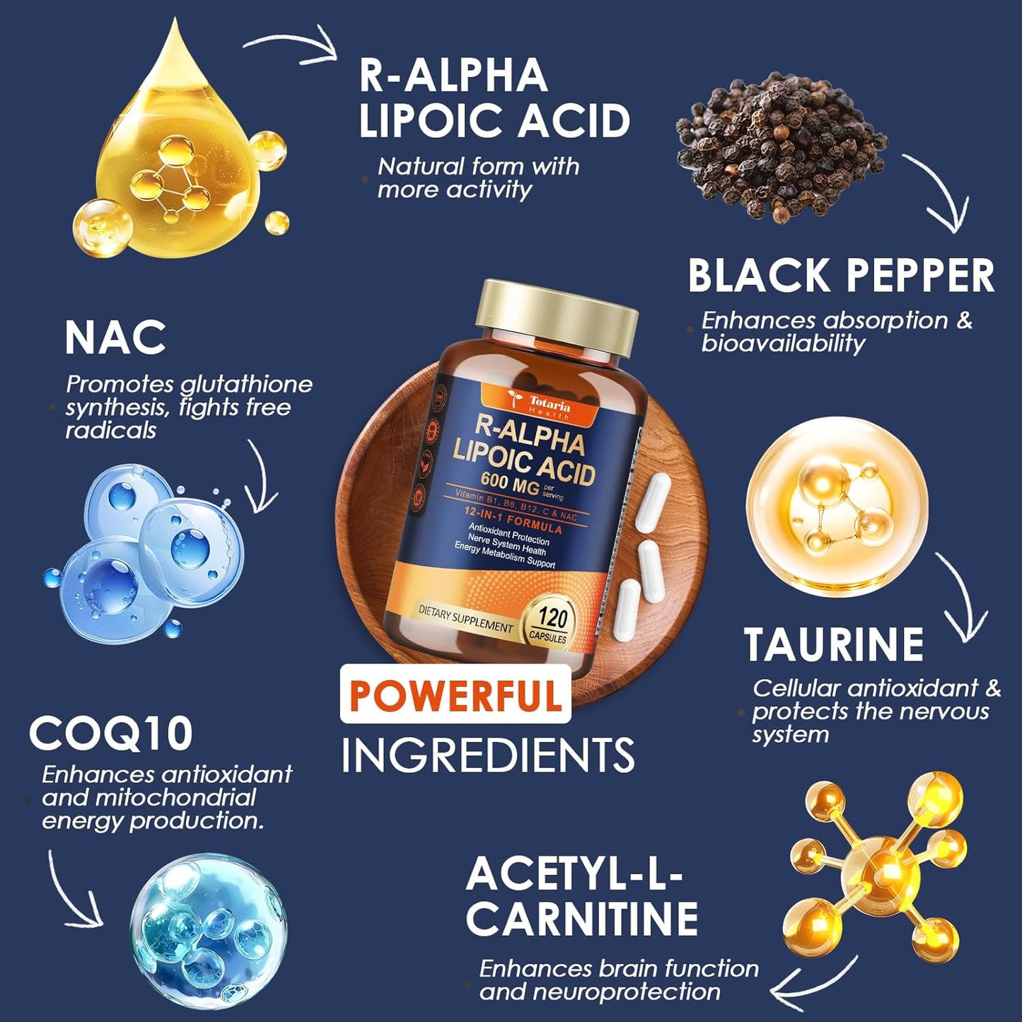 (2 Packs) R Alpha Lipoic Acid 600mg - ALA Supplement Capsules for Neuropathy Support Supplement Antioxidant, Nerve Health, Liver Detox, Metabolism and Cell Energy, Anti-Aging, Non-GMO, Gluten Free