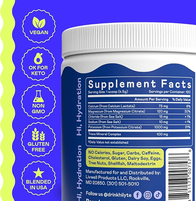 Hi-Lyte Keto K1000 Unflavored Electrolyte Powder | Hydration Supplement Drink Mix | Boost Energy & Beat Leg Cramps | No Sugar, Stevia, Maltodextrin | 120 Servings