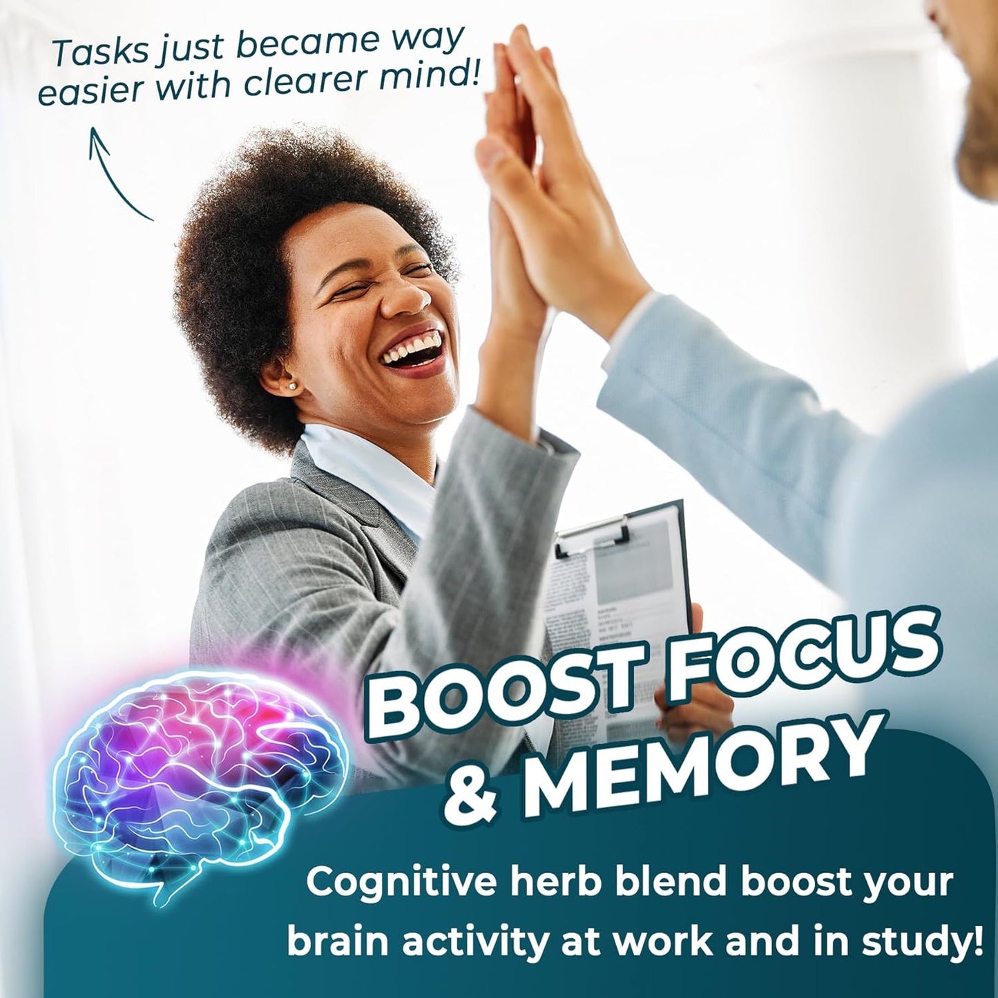 11-IN-1 Brain Supplement for Memory and Focus with L-Tyrosine L-Theanine, Methylated B12 & B6, Lion's Mane Mushroom, Ginkgo Biloba, Bacopa Monnieri, Choline for Focus, Nootropic, Energy, 2Packs
