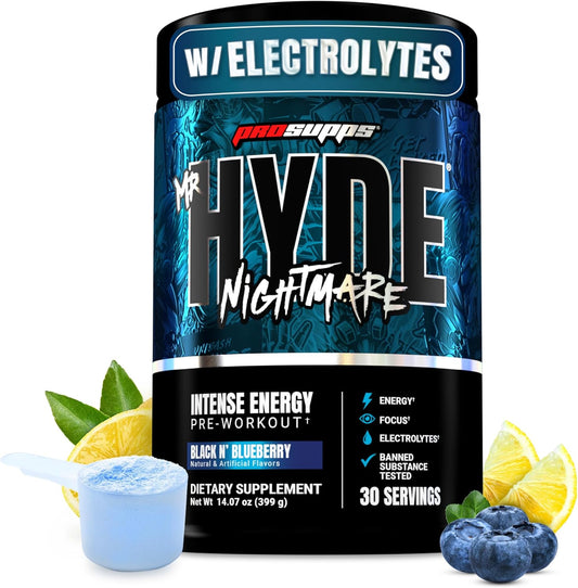 PROSUPPS Mr. Hyde Nightmare Pre Workout Powder with Caffeine & Beta Alanine - Preworkout for Intense Energy, Mental Focus & Performance - Gym & Fitness Supplements (Black N' Blueberry, 30 Servings)