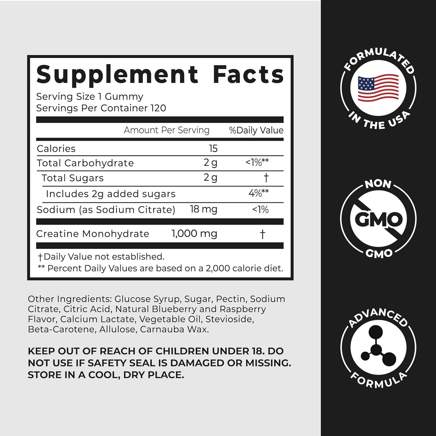 PurePremium Creatine Supplements for Men/Women - Non-GMO Creatine Monohydrate Gummies 5g for Strength, Endurance Support, Muscle Recovery - 120 Gummies