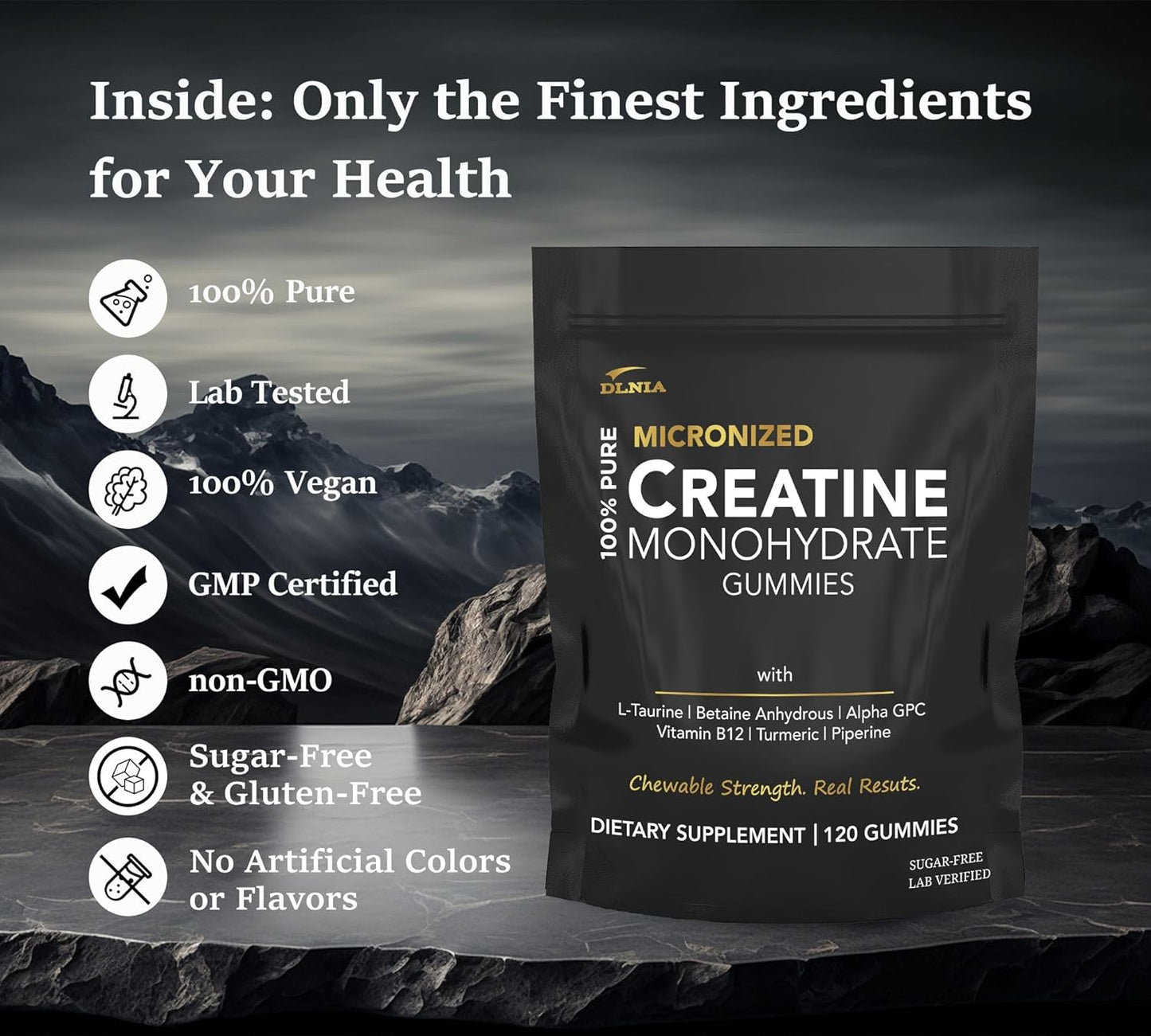 Creatine Monohydrate Gummies for Men & Women - Sugar Free & Vegan Advanced Formula W/L-Taurine + Vitamin B12 - for Muscle Strength, Muscles Builder, Recovery, Energy Boost, Pre-Workout Supplement