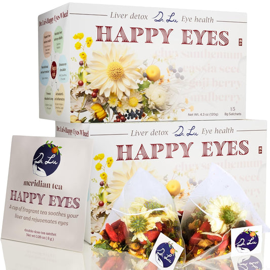2 Pack of Dr. Lu’s Happy Eyes Tea | 100% Natural Eyebright Tea for Liver Cleanse | Liver Detox tea for Eye Health Made in US