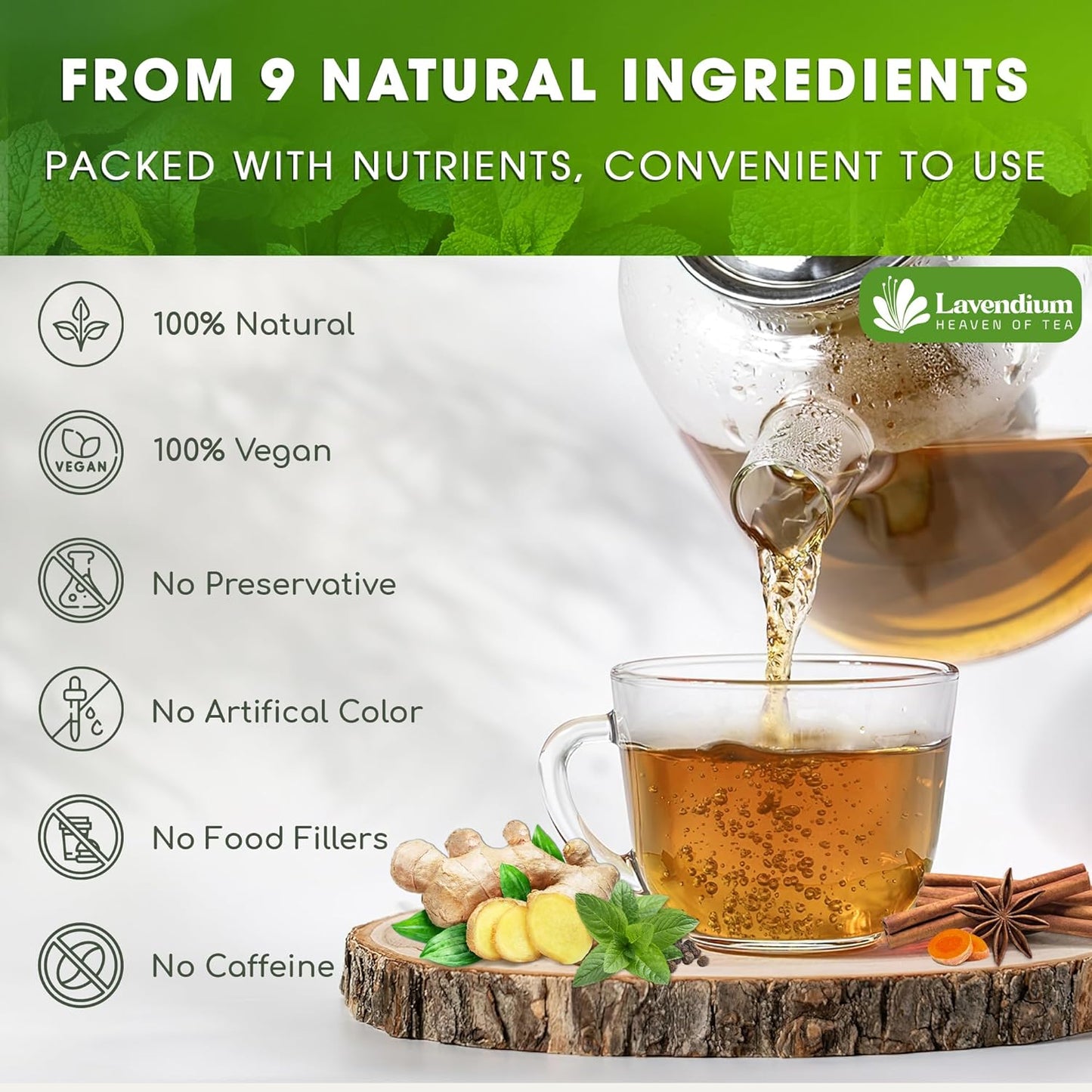 100 Bags - SIimming Detox Tea Caffeine Free - Herbal Tea with Chamomile, Hibiscus Tea & Ginger Root for Colon Cleanse – Natural Citrus & Cinnamon Herbal Tea for Digestive Health