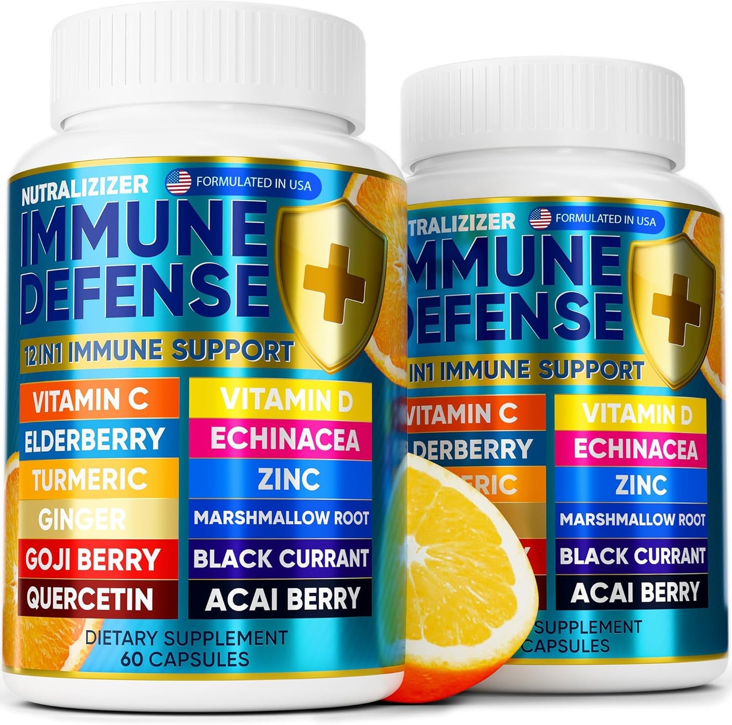 12 in 1 Immune Defense Vitamins - Immune Support Supplement w/VIT D3, Vitamin С, Zinс, Echinacea, Elderberry, Ginger &More - Natural Immunity System Booster - Immune & Muscle Health 120cs