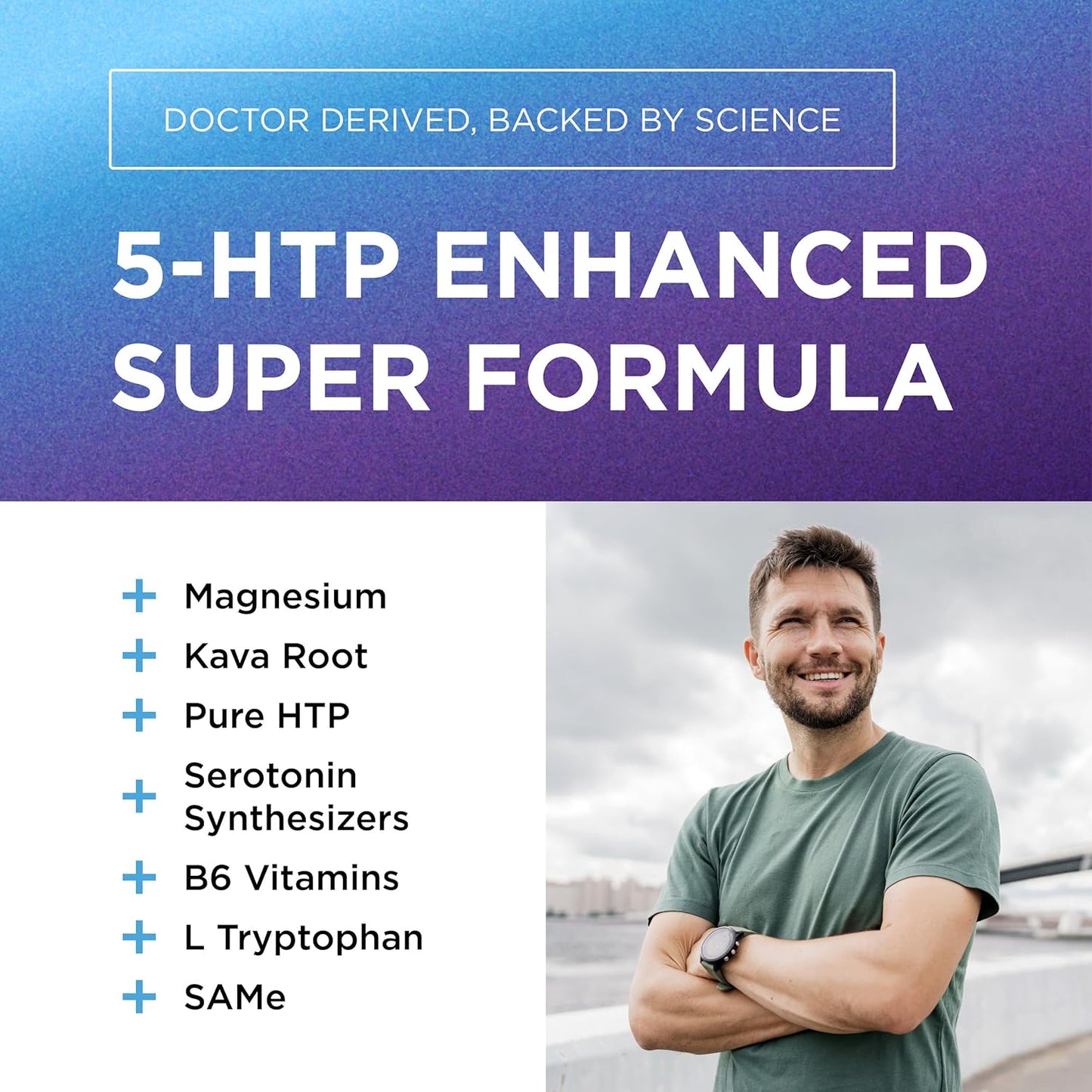 200 MG 5-HTP Elite with Kava Root Extract, Magnesium & SAM-e to Maintain Normal Healthy Sleep & Create a Sense of Wellbeing - 5HTP Supplement with Vitamin B6 - 60 Capsules, 30 Servings