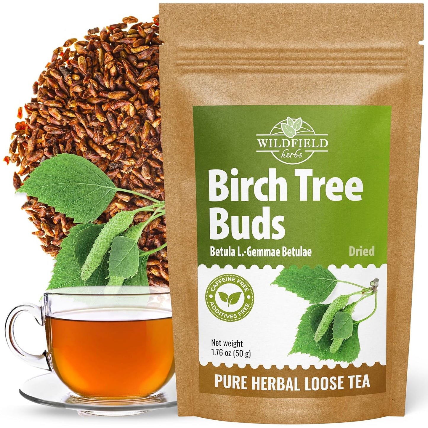 1.8 oz. Birch Leaf & Birch Tree Buds Crushed Dried Herbal Tea (Betulae Gemmae) - 50g Betula Pendula Roth Herb Tea Te De Abedul