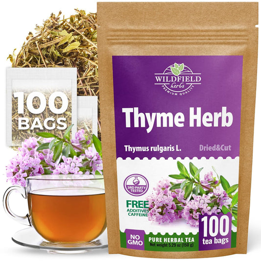 100 Bags Thyme Tea Thyme Leaves Tyme Herb Tea (Thymi Serpiylli Herba) - 100 Count 1.5 g Bags Thymus Serpyllum Herb Tomillo En Hierba