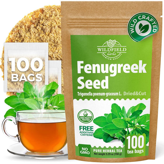 100 Bags Dried Fenugreek Herb Tea (Trigonella Foenum-Graecum) - 100 Count 1.5g Tea Bags Fenugreek Semillas De Fenogreco