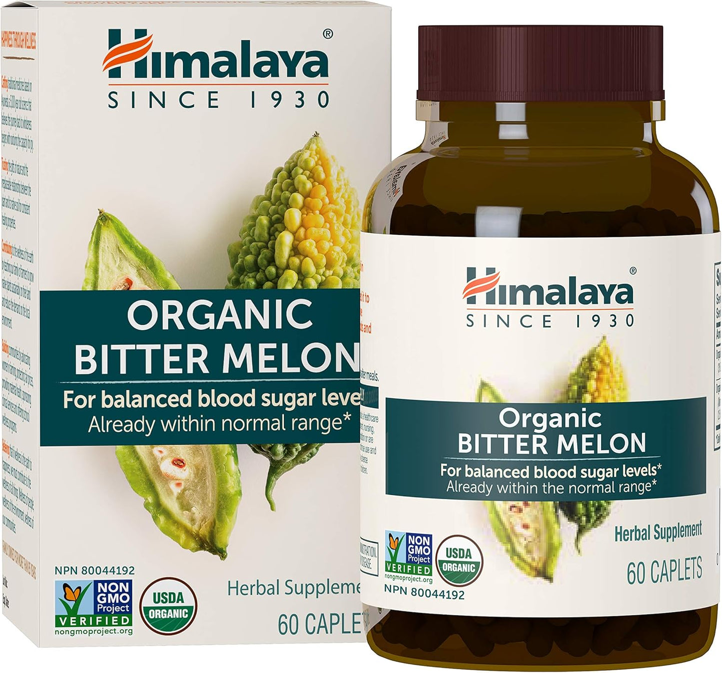 Himalaya Organic Bitter Melon - Herbal Glucose Metabolism Support - USDA Organic, Non-GMO, Vegan, Gluten Free, 660 mg, 60 Caplets (Pack of 2)