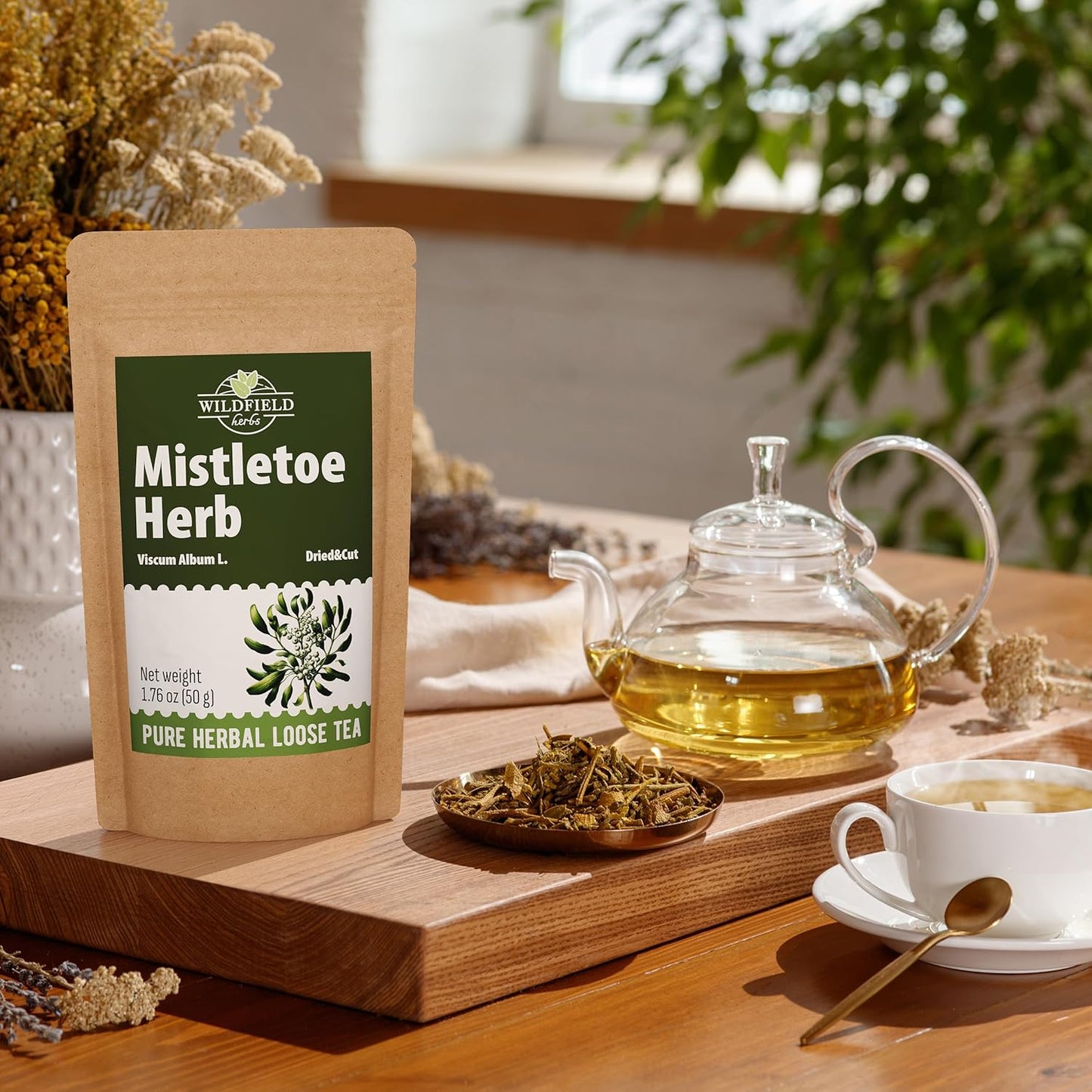 1.8 oz. Dried Mistletoe Herb Tea Goat'S (Viscum) - 50g Mistletoe Herb Herbal Tea Muerdago