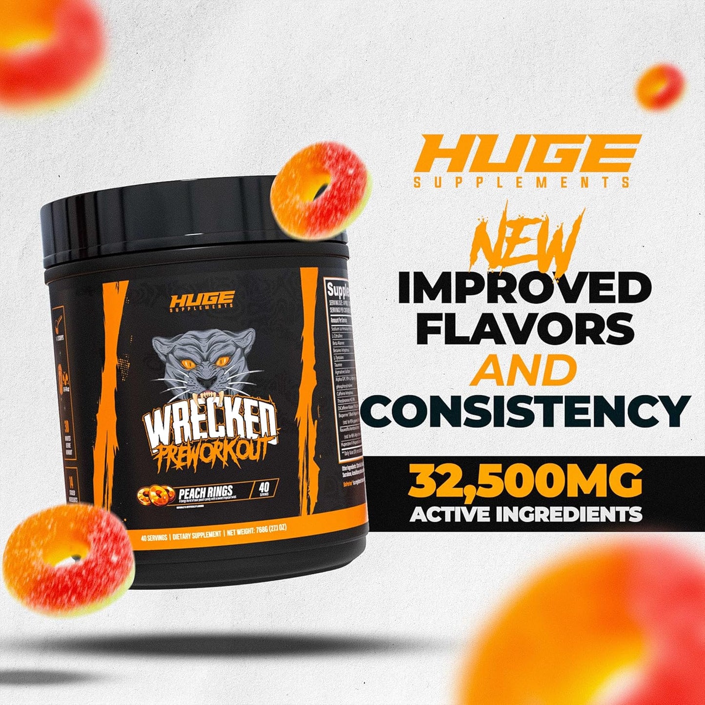 Wrecked Pre Workout Powder, Advanced Formula, Boosts Energy, Focus, Pumps & Performance, 10g L-Citrulline, 6.4g Beta Alanine, 5g Tyrosine, 1g Alpha GPC, 375mg Fast-Acting Caffeine & More (40 Servings)